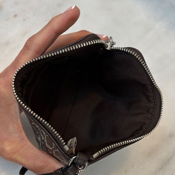 Coach Saffiano Leather Mini C Signature Logo Pouch Clutch Wristlet - Picture 14 of 14